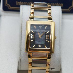 NEW Le Chateau 1816LC Black Dial Mens Textured & MOP Diamond Dial Two-Tone Watch